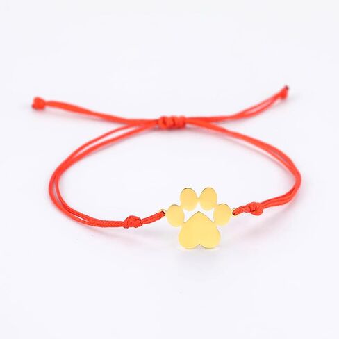 Paw Print Layered Bracelet For Girls Women Stainless Steel Hollow Out Cat Paw Print Strings Bracelet Cute Charm Adjustable Double Rope Bracelet Jewelry Cat Lover Gifts in Saudi Arabia