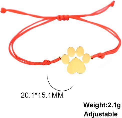 Paw Print Layered Bracelet For Girls Women Stainless Steel Hollow Out Cat Paw Print Strings Bracelet Cute Charm Adjustable Double Rope Bracelet Jewelry Cat Lover Gifts in Saudi Arabia