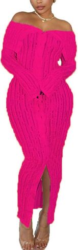Sexy Off Shoulder Maxi Dress for Women See Through Button Down Pleated Long Sleeve Ruffle Long Dresses Night Out Clubwear in Saudi Arabia