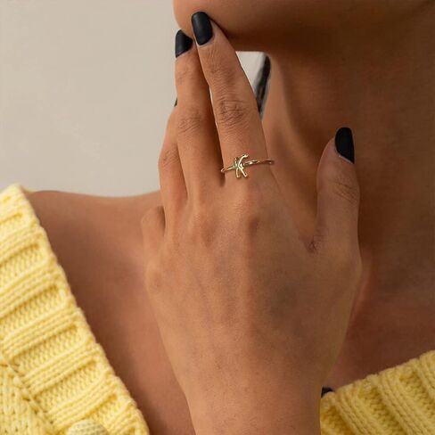 MILACOLATO 925 Sterling Silver Ring 14K Gold Plated Initial Adjustable Rings Alphabet Dainty Capital Letter Initial Rings Stackable Thumb Pinky Rings Jewelry Gifts Trendy Stuff in Saudi Arabia