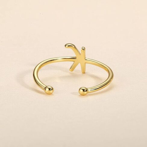 MILACOLATO 925 Sterling Silver Ring 14K Gold Plated Initial Adjustable Rings Alphabet Dainty Capital Letter Initial Rings Stackable Thumb Pinky Rings Jewelry Gifts Trendy Stuff in Saudi Arabia