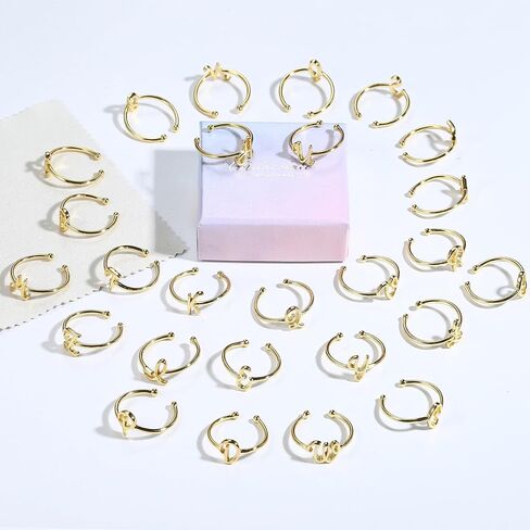 MILACOLATO 925 Sterling Silver Ring 14K Gold Plated Initial Adjustable Rings Alphabet Dainty Capital Letter Initial Rings Stackable Thumb Pinky Rings Jewelry Gifts Trendy Stuff in Saudi Arabia
