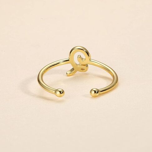 MILACOLATO 925 Sterling Silver Ring 14K Gold Plated Initial Adjustable Rings Alphabet Dainty Capital Letter Initial Rings Stackable Thumb Pinky Rings Jewelry Gifts Trendy Stuff in Saudi Arabia