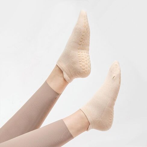 Toes Home Pilates Socks for Women, Ankle Grippy Socks for Yoga, Hospital, Barre Non Slip Workout Sticky Slipper Socks 5 Pairs in Saudi Arabia