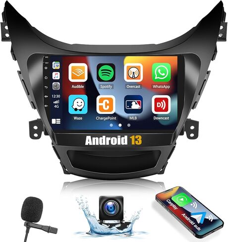 4G+64G Car Radio for Hyundai Elantra 2011 2012 2013 Android 13 Replacement Upgrade Stereo with CarPlay Android Auto 9 Inch Touch Screen Head Unit with Backup Camera Mic in Saudi Arabia