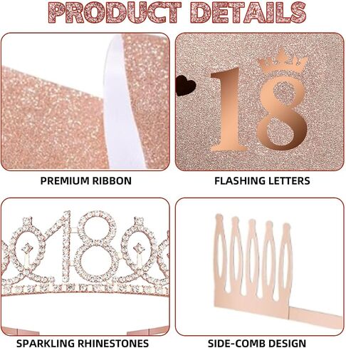 16th Birthday Decorations for Her Sweet Birthday Gifts for Girls Rose Gold 16th Birthday Sash, Tiara, Cake Topper, Number 16 Candles, Happy 16th Birthday Banner, 3D Butterfly 12pcs, Birthday Supplies in Saudi Arabia