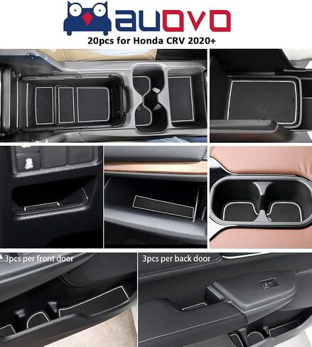 Auovo 20pcs Anti Dust Mats for 2022 2020 2021 Honda CR-V/CRV Accessories Premium Custom Non-Slip Car Cup Holder Inserts, Center Console Liner, Door Pocket Liners Interior(Black Trim) in Saudi Arabia