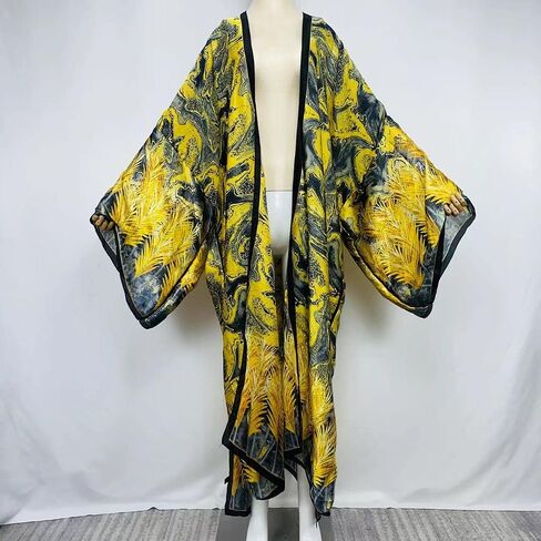 Summer Women Bikini Sweet Cardigan Stitch Cocktail sexcy African Holiday Maxi Batwing Sleeve Silk Feeling Robe Kaftan in Saudi Arabia