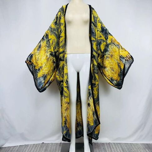 Summer Women Bikini Sweet Cardigan Stitch Cocktail sexcy African Holiday Maxi Batwing Sleeve Silk Feeling Robe Kaftan in Saudi Arabia