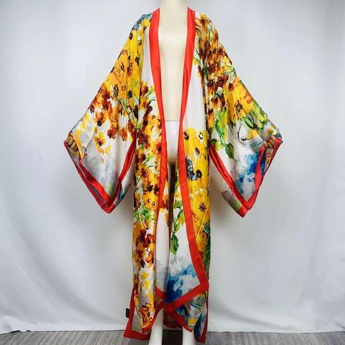 Summer Women Bikini Sweet Cardigan Stitch Cocktail sexcy African Holiday Maxi Batwing Sleeve Silk Feeling Robe Kaftan in Saudi Arabia