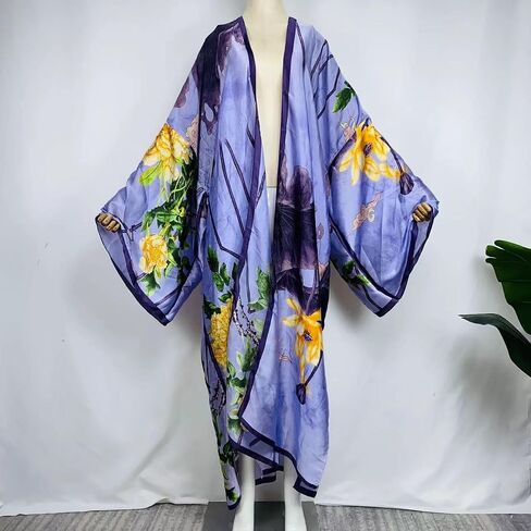 Summer Women Bikini Sweet Cardigan Stitch Cocktail sexcy African Holiday Maxi Batwing Sleeve Silk Feeling Robe Kaftan in Saudi Arabia