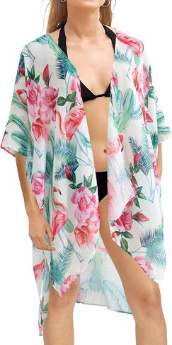 Swimsuit Coverup for Women, Beach Swimwear Kimono Cardigan, Bikini Bathing Suit, Floral Resort Wear in Saudi Arabia