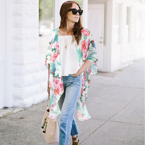 Swimsuit Coverup for Women, Beach Swimwear Kimono Cardigan, Bikini Bathing Suit, Floral Resort Wear in Saudi Arabia