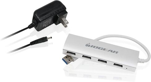 IOGEAR Powered 4 Port USB 3.0 Hub - 1 USB 3.0 In - 4 USB 3.0 Out - 5Gbps Data Transfer Rate - Compatible with Mac and Win - Aluminum Housing - GUH304P in Saudi Arabia