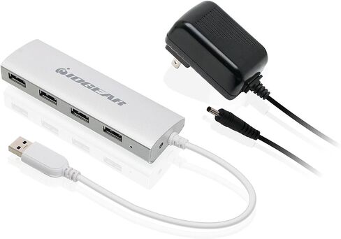 IOGEAR Powered 4 Port USB 3.0 Hub - 1 USB 3.0 In - 4 USB 3.0 Out - 5Gbps Data Transfer Rate - Compatible with Mac and Win - Aluminum Housing - GUH304P in Saudi Arabia