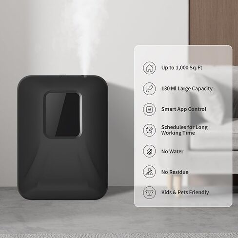 Smart Scent Air Machine, 130ml/500 Sq.Ft Waterless Oil Diffuser for Home with Cold Air Diffusion Tech, Hotel Collection Diffuser, Scent Diffuser for Essential Oils for Small Room, Office in Saudi Arabia