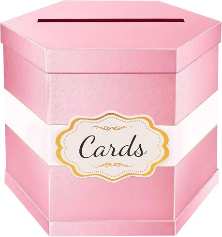 ROSEGLD Card Box, Card Receiving Box with Ribbon 14x12x12 Inches, Elegant Card Box Holder for Wedding, Graduation, Birthday, Baby Shower, Engagement (Black) in Kuwait