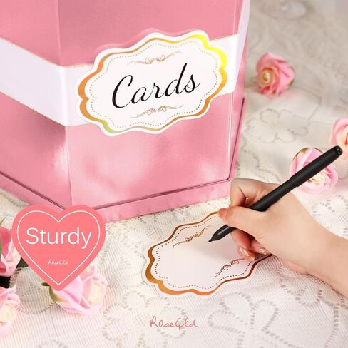 ROSEGLD Card Box, Card Receiving Box with Ribbon 14x12x12 Inches, Elegant Card Box Holder for Wedding, Graduation, Birthday, Baby Shower, Engagement (Black) in Kuwait