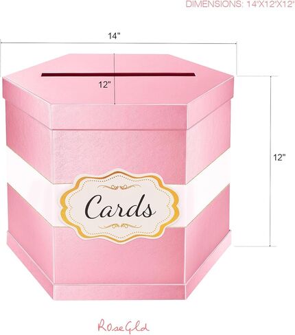ROSEGLD Card Box, Card Receiving Box with Ribbon 14x12x12 Inches, Elegant Card Box Holder for Wedding, Graduation, Birthday, Baby Shower, Engagement (Black) in Kuwait