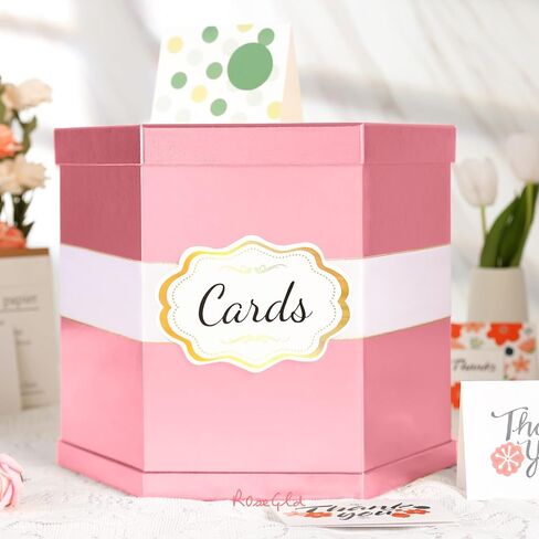 ROSEGLD Card Box, Card Receiving Box with Ribbon 14x12x12 Inches, Elegant Card Box Holder for Wedding, Graduation, Birthday, Baby Shower, Engagement (Black) in Kuwait