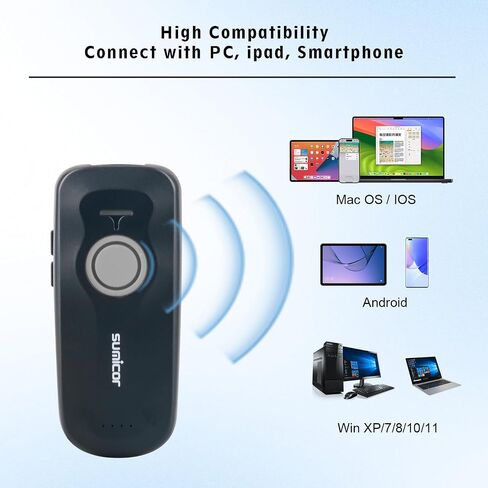 ماسح باركود لاسلكي 1D 2D محمول بلوتوث 2.4G لاسلكي USB سلكي 3 في 1 CMOS قارئ باركود صغير الحجم ماسح رمز الاستجابة السريعة يعمل مع Windows Android iOS SM8769S-2D in Kuwait