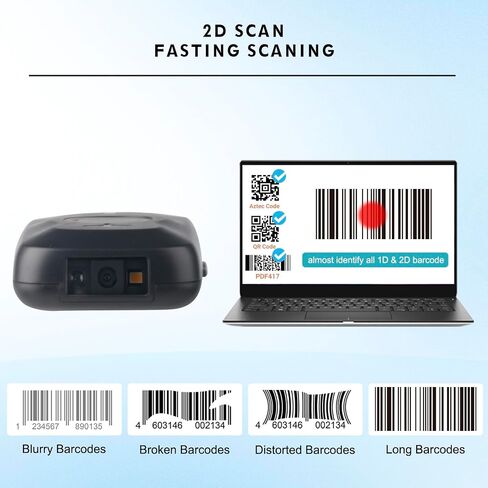 ماسح باركود لاسلكي 1D 2D محمول بلوتوث 2.4G لاسلكي USB سلكي 3 في 1 CMOS قارئ باركود صغير الحجم ماسح رمز الاستجابة السريعة يعمل مع Windows Android iOS SM8769S-2D in Kuwait
