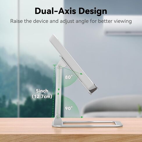 Adjustable Stand for Echo Hub, Aluminum Desktop Echo Hub Stand Holder, Multiple Anti-Slip Pads, Foldable and Portable Stand Compatible with Echo Hub, Phones/Tablets Up to 13 Inches (Silver) in Saudi Arabia