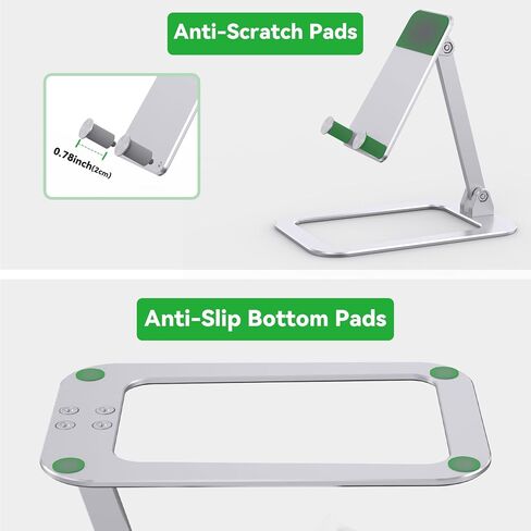 Adjustable Stand for Echo Hub, Aluminum Desktop Echo Hub Stand Holder, Multiple Anti-Slip Pads, Foldable and Portable Stand Compatible with Echo Hub, Phones/Tablets Up to 13 Inches (Silver) in Saudi Arabia