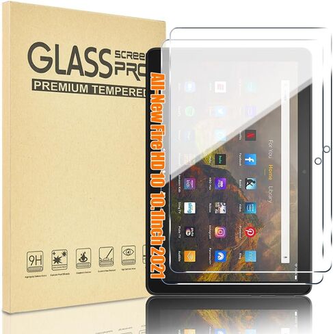 【2 PACK】 Screen Protector for All-New Amazon Fire HD 10 (2023/2021,13th/11th Generation) /Fire HD 10 Plus/HD 10 Kids/Kids Pro Tablet 2021 10.1 Inch with 9H Hardness Tempered Glass Film in Saudi Arabia