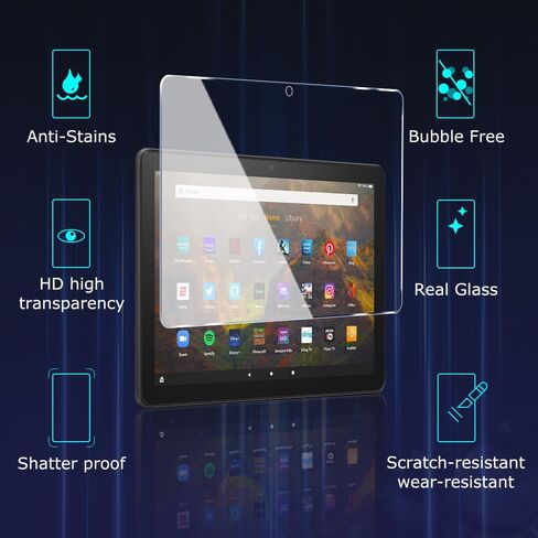 【2 PACK】 Screen Protector for All-New Amazon Fire HD 10 (2023/2021,13th/11th Generation) /Fire HD 10 Plus/HD 10 Kids/Kids Pro Tablet 2021 10.1 Inch with 9H Hardness Tempered Glass Film in Saudi Arabia