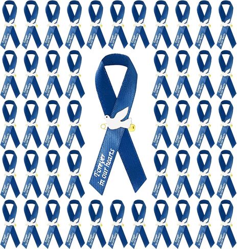 50Pcs Dove Funeral Ribbon Purple Memorial Ribbon, Funeral Ribbon Pins Classic Memorial Service Respect Meditation Ribbon Bow for Mourning Remembrance Day Event Favors in Saudi Arabia