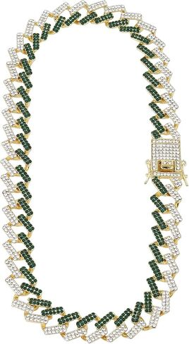 قلادة Charles Raymond Zig Zag Bling'ed Out - وصلات Z كوبية جديدة مع 3 صفوف من الماس على كل جانب - GJ19101611 in Kuwait