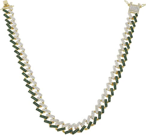 قلادة Charles Raymond Zig Zag Bling'ed Out - وصلات Z كوبية جديدة مع 3 صفوف من الماس على كل جانب - GJ19101611 in Kuwait