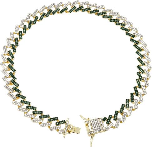 قلادة Charles Raymond Zig Zag Bling'ed Out - وصلات Z كوبية جديدة مع 3 صفوف من الماس على كل جانب - GJ19101611 in Kuwait