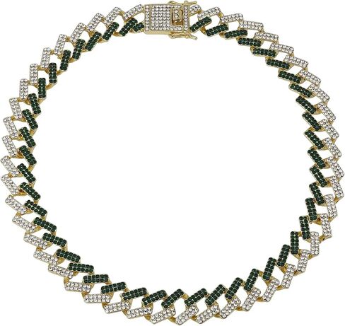 قلادة Charles Raymond Zig Zag Bling'ed Out - وصلات Z كوبية جديدة مع 3 صفوف من الماس على كل جانب - GJ19101611 in Kuwait