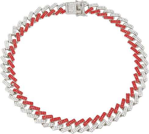 قلادة Charles Raymond Zig Zag Bling'ed Out - وصلات Z كوبية جديدة مع 3 صفوف من الماس على كل جانب - GJ19101611 in Kuwait