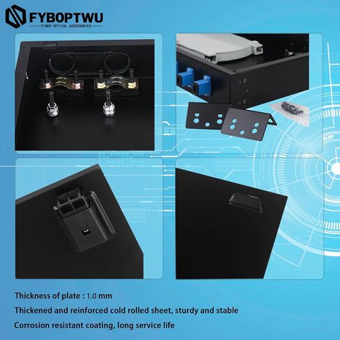 FYBOPTWU-12 Singlemode 12 Port SC-UPC Fiber Optic Rack Mount Enclosure Box & Splice Trays Fiber Cables Kit (Include Pigtail & Couplers), 12 Core LGX Loaded Patch Panel Box fits for 19" Racks Cabinet in Saudi Arabia