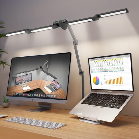 sympa LED Desk Lamp with Clamp, 2000LM Ultra Bright Large Architect Desk Lamps, 7 Brightness & 5 Colors Temperatures Dimmable Desk Light, Ajusting Lamp Angle, Gesture & Touch Control, for Home Office in Kuwait