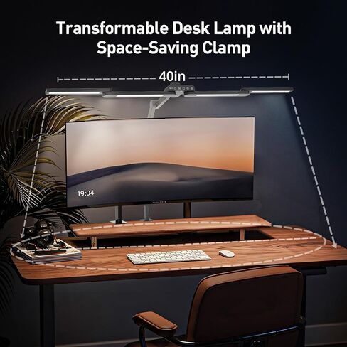 sympa LED Desk Lamp with Clamp, 2000LM Ultra Bright Large Architect Desk Lamps, 7 Brightness & 5 Colors Temperatures Dimmable Desk Light, Ajusting Lamp Angle, Gesture & Touch Control, for Home Office in Kuwait