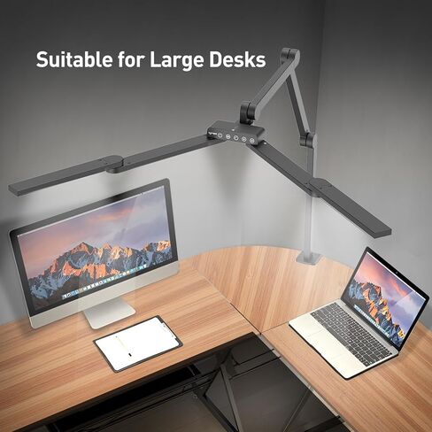 sympa LED Desk Lamp with Clamp, 2000LM Ultra Bright Large Architect Desk Lamps, 7 Brightness & 5 Colors Temperatures Dimmable Desk Light, Ajusting Lamp Angle, Gesture & Touch Control, for Home Office in Kuwait