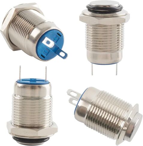 Paialu 8 Pcs 12mm Momentary Push Button Switch, 2pin N/O Waterproof Power Pushbutton - Small Round High Head Stainless Metal Start Button in Saudi Arabia