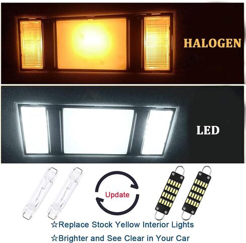 AWALITED 44 مم أبيض LED حلقة إكليل ضوء 20-SMD 4014 رقاقة مصابيح LED صلبة للسيارة الداخلية ضوء قبة خريطة ضوء الباب أضواء مجاملة 211-2 212-2 561 562 567 (حزمة من 4) in Saudi Arabia
