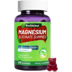 Magnesium Glycinate Gummies 600mg, Magnesium Gummies for Women & Men, with Magnesium L-Threonate 300mg, CoQ10 and Black Pepper, Vegan (60 Count)