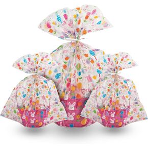 Fun Express Jumbo Cellophane Bags for Gift Baskets - Set of 12 Cellophane Bags for All Your Easter Needs - Elevate Your Gift Presentation with Style - Secure Your Baskets, Easter Elegance