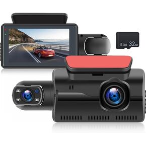 كاميرا أمامية وداخلية من Hikity Dash Cam مع بطاقة SD 32 جيجا، وشاشة IPS 3 بوصة، وكاميرات مزدوجة للوحة القيادة للسيارات، والرؤية الليلية، ومستشعر G، ومراقبة وقوف السيارات، وكشف الحركة in Saudi Arabia