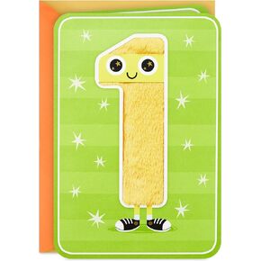 Hallmark 1st Birthday Card for Kids (Fuzzy Number)