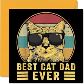 Birthday Cards for Dad from the Cat - Best Cat Dad Ever - Cat Fathers Day Card from Cat for Dad, Funny Cat Dad Papa Pops Gifts, 5.7 x 5.7 Inch Joke Happy Birthday Greeting Cards Gift for Daddy Papa