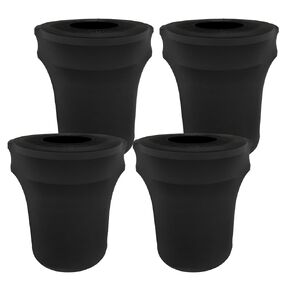 32 Gallon Stretch Spandex Trash Can Cover, 1 Pack Outdoor Fitted Waste Container Cover Round Garbage Can Covers for Wedding Party Fundraiser Decor, Without Trash Can (Black)