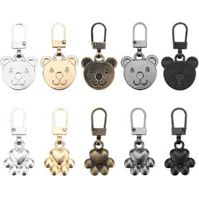 Bekecidi 10 PCS Zipper Pull Replacement, Detachable Zip Pulls Metal Zipper Gripper Zip Repair Pull Tab Zipper Pull Replacement Slider Kit for Coat Jacket Handbags Backpack (Bear, Paw) in Kuwait