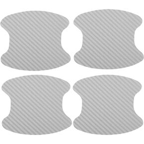 X AUTOHAUX 4pcs Carbon Fiber Pattern Car Door Handle Bowl Paint Cover Guard Sticker Protector Anti Scratch Protective Film Universal Fit Black